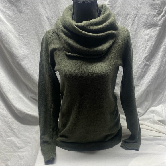 LILLA P Cashmere Angora blend Cowl Neck turtleneck sweater M Green - Picture 1 of 9